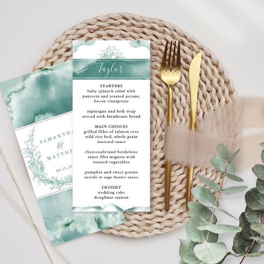 Guest Name, Silver Sage Waterverf Wedding Menu