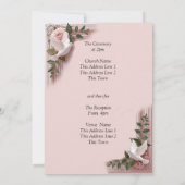 Guest Names, Christian Pink Roses & Doves Wedding Kaart (Achterkant)