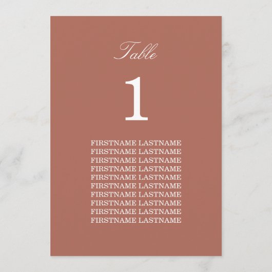 Guest Names Cocoa Sienna Table Kaart (Achterkant)