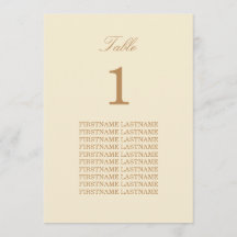 Guest Names Cream Beige Table Kaart