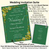 Guest Names, Emerald Green & Gold Wedding  Kaart