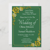 Guest Names, Emerald Green & Gold Wedding  Kaart (Voorkant)