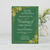 Guest Names, Emerald Green & Gold Wedding  Kaart (Staand voorkant)