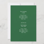 Guest Names, Emerald Green & Gold Wedding  Kaart (Achterkant)