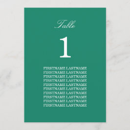 Guest Names Emerald Green Table Kaart