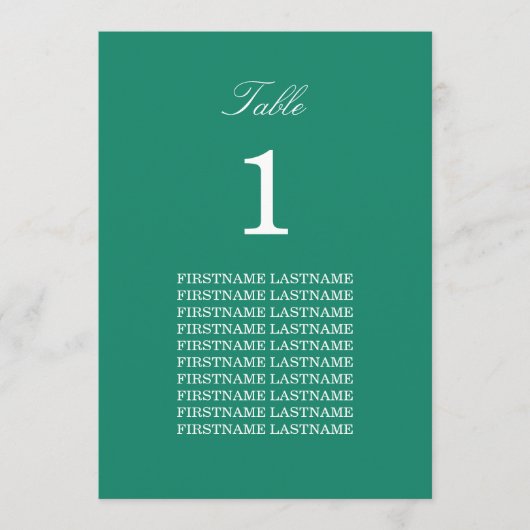 Guest Names Emerald Green Table Kaart (Voorkant)