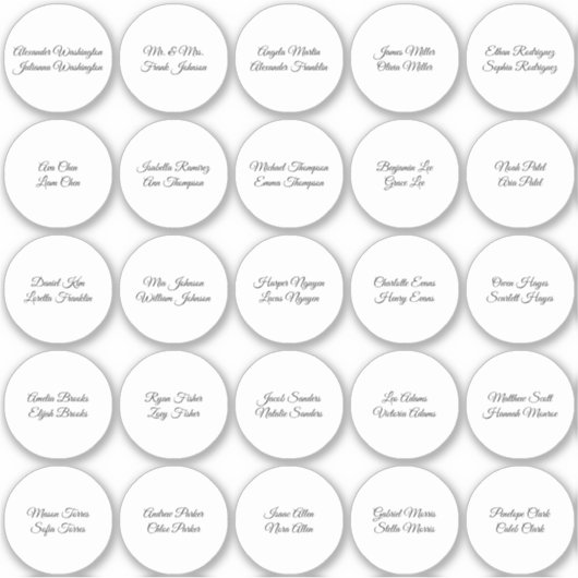 Guest Names on 25 White Circles Sticker (Voorkant)