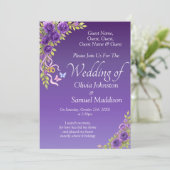 Guest Names, Purple Mauve Flowers & White Kaart (Staand voorkant)