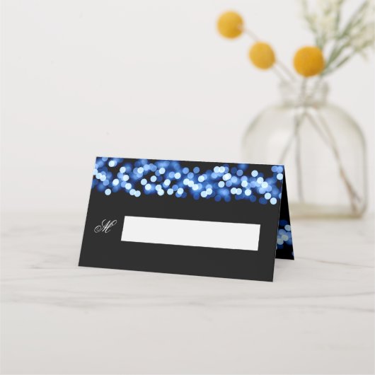 Guest Place Card Wedding Blue Hollywood Glam Plaatskaartje (Voorkant)