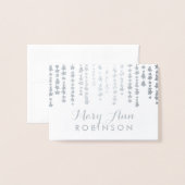 Guest Seating Place Card Zilver "Onder de sterren" Folie Kaarten (Voorkant met envelop)