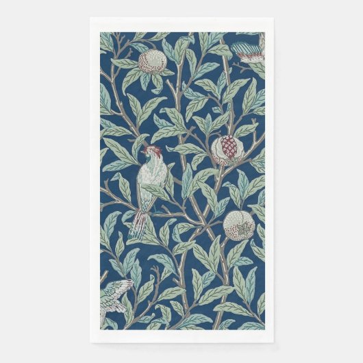 GUEST TOWEL : WILLIAM MORRIS : POMEGRANATES & BIRD SERVET (Voorkant)