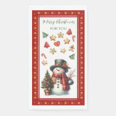 Guest Towel with Snowman & Christmas Cookies Red Servet (Voorkant)