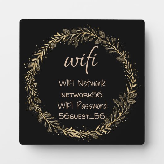 Guest Visitor WIFI-wachtwoord Gold Black Fotoplaat (Voorkant)