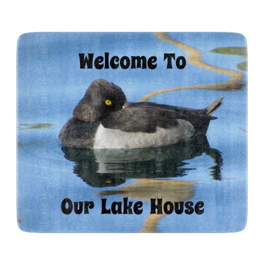 Guest Welcome Black White Duck Photo Lake House Snijplank (Voorkant)
