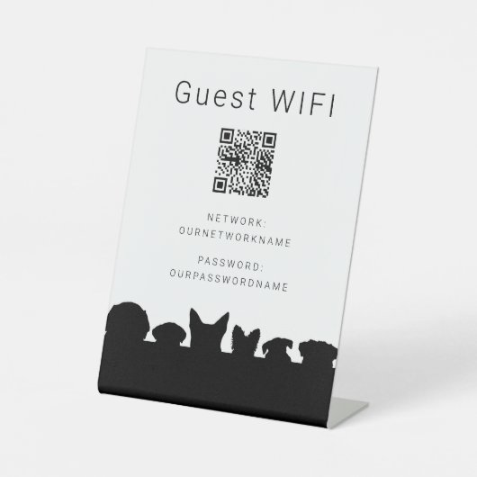Guest wifi QR code dog silhouette Reclamebord Met Voetstuk (Voorkant)
