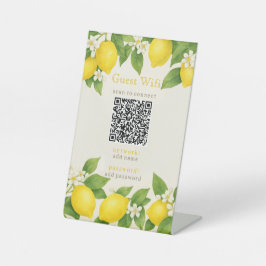 Guest WiFi Sign with QR Code Decorated with Lemons Reclamebord Met Voetstuk