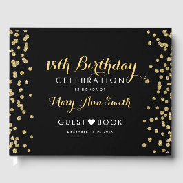GuestBook 18e verjaardag Gouden glitter Confetti B Gastenboek