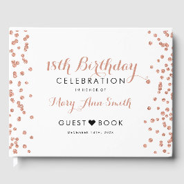 GuestBook 18e Verjaardag Roos Gouden Glitter Confe Gastenboek
