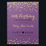 Guestbook 18th Birthday Gold Confetti Paars Notitieboek<br><div class="desc">Elegant 18e verjaardag Gold Faux Glitter Confetti Paarse sjabloon gastenboek. Eenvoudig te gebruiken en eenvoudig aan te passen. Bestel vandaag nog!</div>