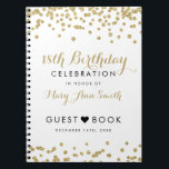 Guestbook 18th Birthday Gold Glitter Confetti Notitieboek<br><div class="desc">Elegant 18e verjaardag Gold Faux Glitter Confetti White gastbook sjabloon. Eenvoudig te gebruiken en eenvoudig aan te passen. Bestel vandaag nog!</div>