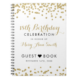 Guestbook 18th Birthday Gold Glitter Confetti Notitieboek