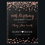 Guestbook 18th Birthday Roos Gold Glitter Confetti Notitieboek<br><div class="desc">Elegant 18th Birthday Roos Gold Faux Glitter Confetti Black gastboek sjabloon. Eenvoudig te gebruiken en eenvoudig aan te passen. Bestel vandaag nog!</div>