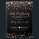 Guestbook 18th Birthday Roos Gold Glitter Confetti Notitieboek<br><div class="desc">Elegant 18th Birthday Roos Gold Faux Glitter Confetti Black gastboek sjabloon. Eenvoudig te gebruiken en eenvoudig aan te passen. Bestel vandaag nog!</div>