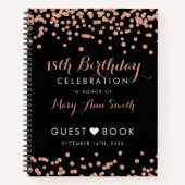 Guestbook 18th Birthday Roos Gold Glitter Confetti Notitieboek (Voorkant)