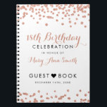 Guestbook 18th Birthday Roos Gold Glitter Confetti Notitieboek<br><div class="desc">Elegant 18th Birthday Roos Gold Faux Glitter Confetti White gastbook sjabloon. Eenvoudig te gebruiken en eenvoudig aan te passen. Bestel vandaag nog!</div>