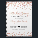 Guestbook 18th Birthday Roos Gold Glitter Confetti Notitieboek<br><div class="desc">Elegant 18th Birthday Roos Gold Faux Glitter Confetti White gastbook sjabloon. Eenvoudig te gebruiken en eenvoudig aan te passen. Bestel vandaag nog!</div>