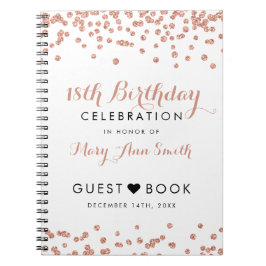 Guestbook 18th Birthday Roos Gold Glitter Confetti Notitieboek