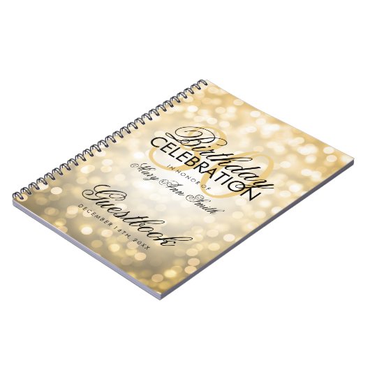 Guestbook 30th Birthday Party Gold Glitter Light Notitieboek (Linkerzijde)