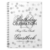 Guestbook 40th Birthday Silver Foil Glitter Lights Notitieboek (Voorkant)