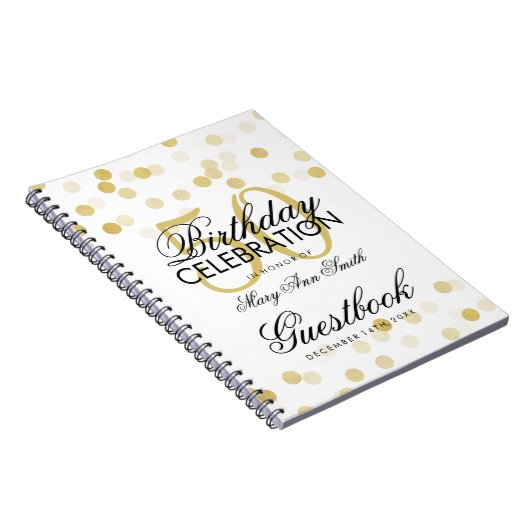 Guestbook 50th Birthday Gold Foil Glitter Lights Notitieboek (Rechterzijde)