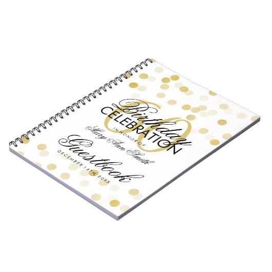 Guestbook 60th Birthday Gold Foil Glitter Lights Notitieboek (Linkerzijde)