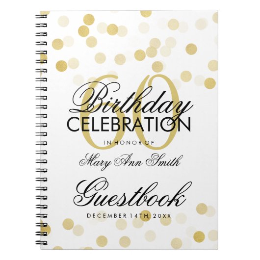 Guestbook 60th Birthday Gold Foil Glitter Lights Notitieboek (Voorkant)