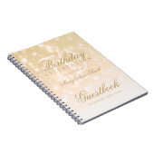 Guestbook 70th Birthday Gold Bokeh Sparkle Lights Notitieboek (Rechterzijde)