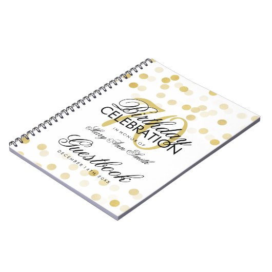Guestbook 70th Birthday Gold Foil Glitter Lights Notitieboek (Linkerzijde)