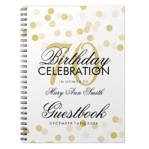 Guestbook 70th Birthday Gold Foil Glitter Lights Notitieboek