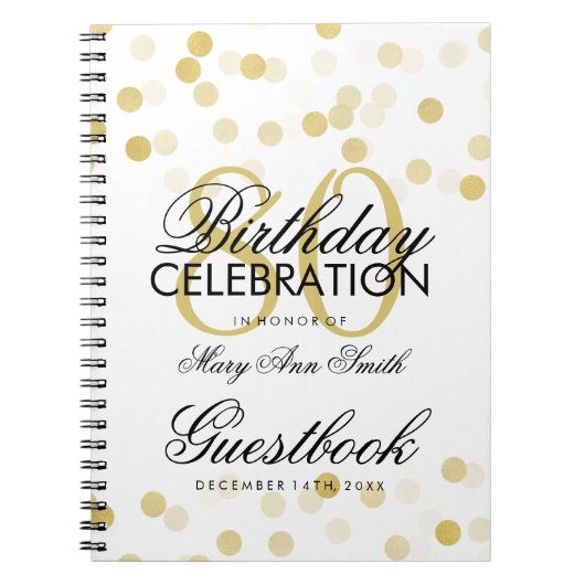 Guestbook 80th Birthday Gold Foil Glitter Lights Notitieboek (Voorkant)