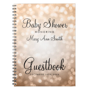 Guestbook Baby shower Koper Glitter Lights Notitieboek