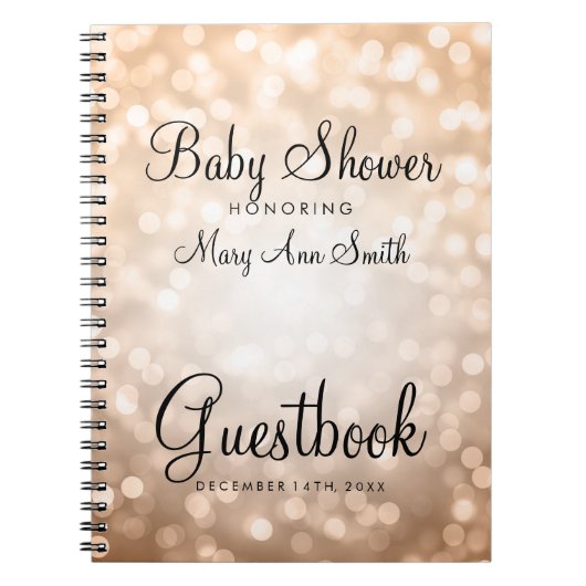 Guestbook Baby shower Koper Glitter Lights Notitieboek (Voorkant)