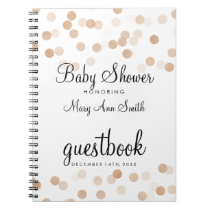 Guestbook Baby shower Koper olie Glitter Lichten Notitieboek