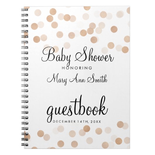 Guestbook Baby shower Koper olie Glitter Lichten Notitieboek (Voorkant)