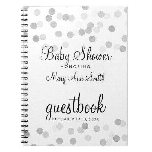 Guestbook Baby shower Silver Foil Glitter Lights Notitieboek (Voorkant)