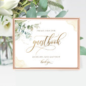 Guestbook Elegant Greenery and Waterverf Sign Poster