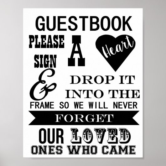 Guestbook gebarentaal Gelieve een trouwtafel te te Poster (Voorkant)