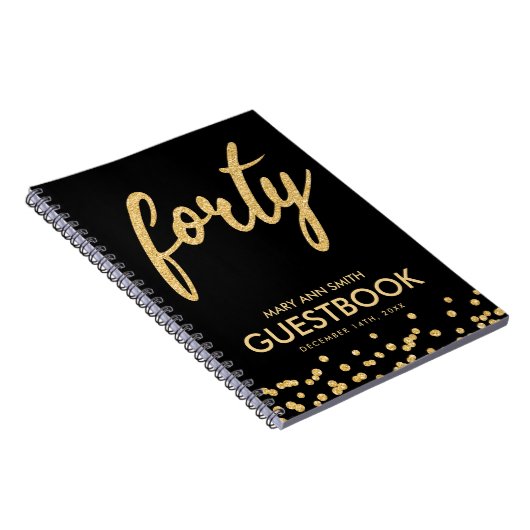 Guestbook Gold Black 40 Birthday Glitter Notitieboek (Rechterzijde)