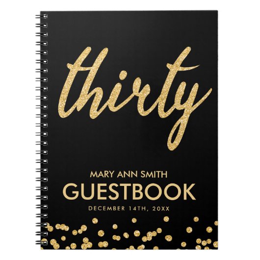 Guestbook Gold Black "Derty" 30 zaterdag Glitter Notitieboek (Voorkant)