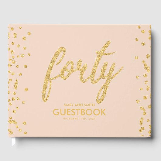 Guestbook Gold Blush "40 Birthday Glitter Gastenboek (Voorkant)